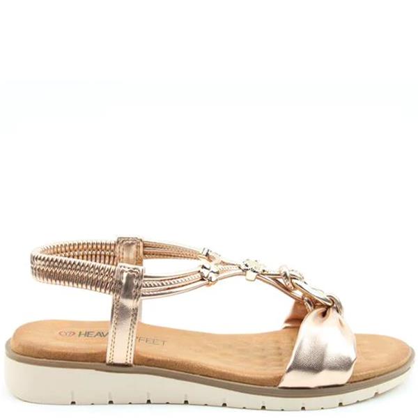 HEAVENLY FEET WOMENS LOW WEDGE SANDAL 