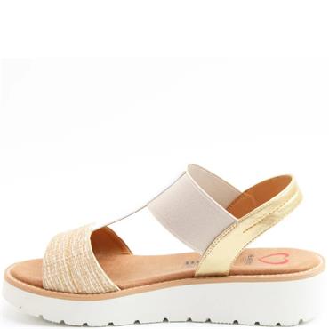 HEAVENLY FEET WOMENS SANDAL - BEIGE WHITE GOLD