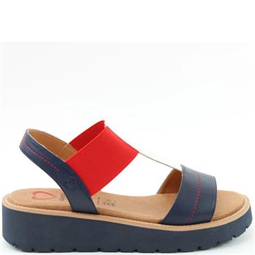 HEAVENLY FEET WOMENS SANDAL - NAVY RED WHITE