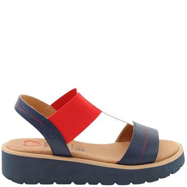 HEAVENLY FEET WOMENS SANDAL - NAVY RED WHITE
