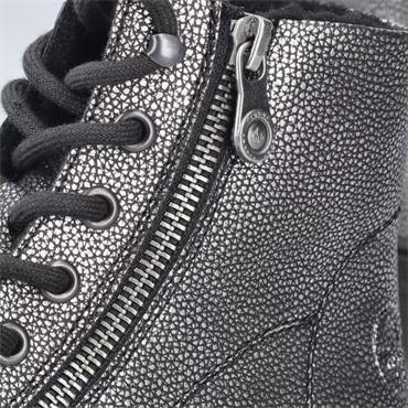 RIEKER WOMENS ZIP LACE ANKLE BOOT - SILVER PLATINUM