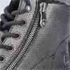 RIEKER WOMENS ZIP LACE ANKLE BOOT - SILVER PLATINUM