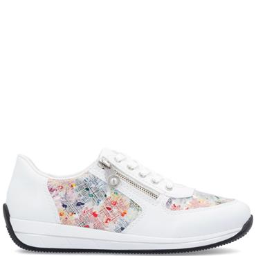 RIEKER WOMENS ZIP LACE TRAINER - WHITE