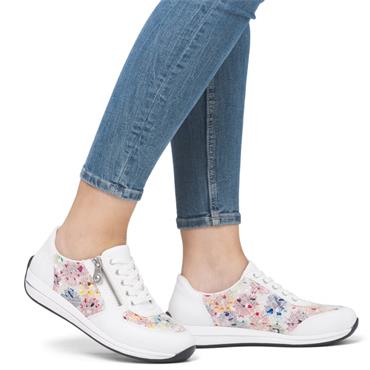 RIEKER WOMENS ZIP LACE TRAINER - WHITE