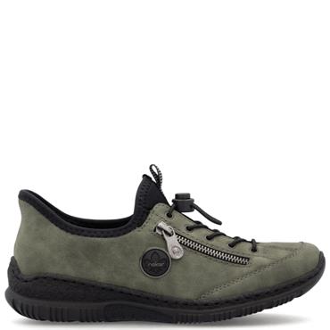 RIEKER WOMENS ELASTIC COMFORT SHOE - GREEN