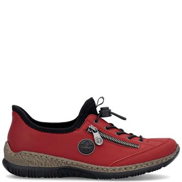 RIEKER WOMENS ELASTIC COMFORT SHOE - RED