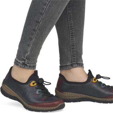RIEKER WOMENS ELASTIC COMFORT SHOE - BLUE MULTI