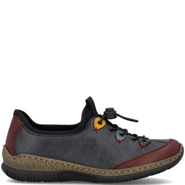 RIEKER WOMENS ELASTIC COMFORT SHOE - BLUE MULTI