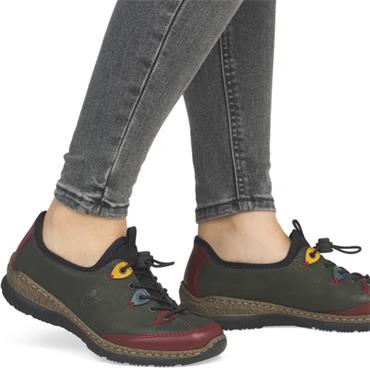 RIEKER WOMENS ELASTIC COMFORT SHOE - GREEN MULTI