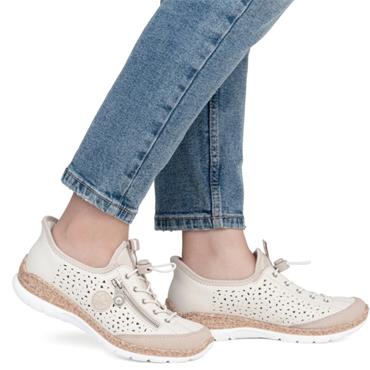 RIEKER WOMENS LACE TRAINERS - BEIGE