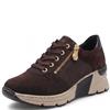 RIEKER WOMENS WEDGE ZIP LACE TRAINER - BROWN