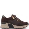RIEKER WOMENS WEDGE ZIP LACE TRAINER - BROWN