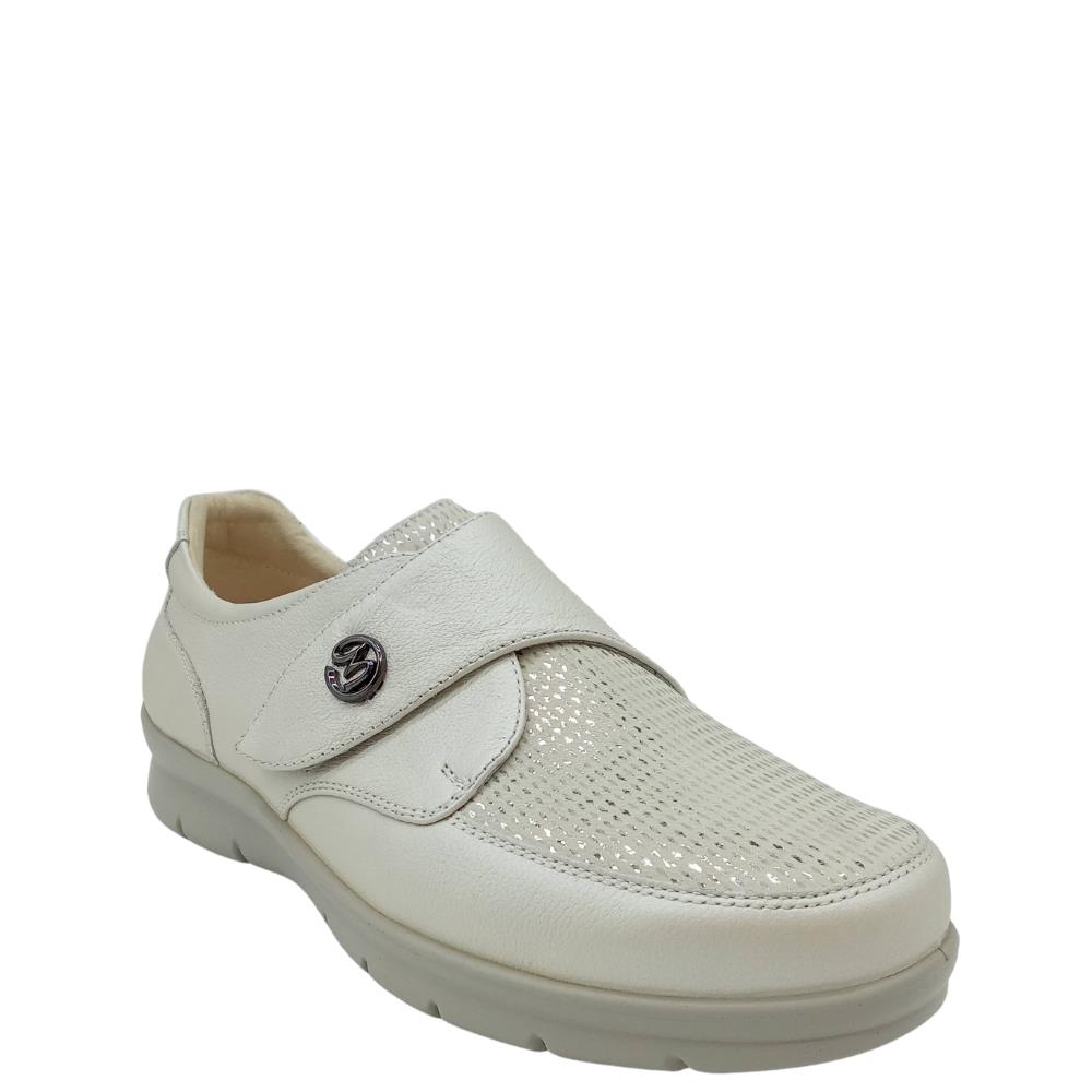 G COMFORT WOMENS STRETCH STRAP SHOE WHITE Paul Byron Shoes Ireland