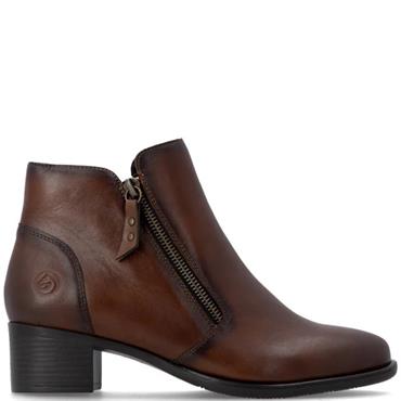 REMONTE WOMENS LEATHER ANKLE BOOT - BROWN