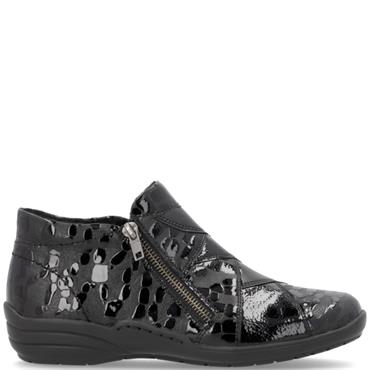 REMONTE WOMENS ZIP ANKLE BOOT - BLACK