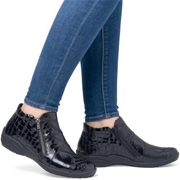 REMONTE WOMENS ZIP ANKLE BOOT - BLACK