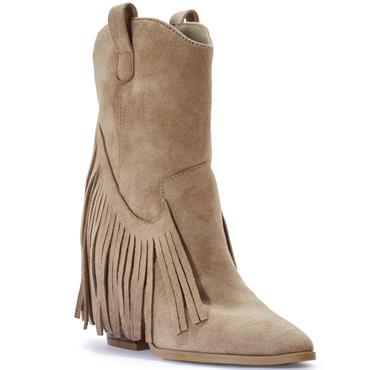 TRUFFLE WOMENS COWBOY ANKLE BOOT - TAUPE