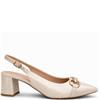 REDZ WOMENS MID HEEL STRAP SLING BACK - BEIGE PATENT