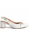 REDZ WOMENS MID HEEL STRAP SLING BACK - WHITE PATENT