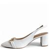 REDZ WOMENS MID HEEL STRAP SLING BACK - WHITE PATENT