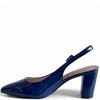 REDZ WOMENS MID HEEL STRAP SLING BACK - NAVY PATENT