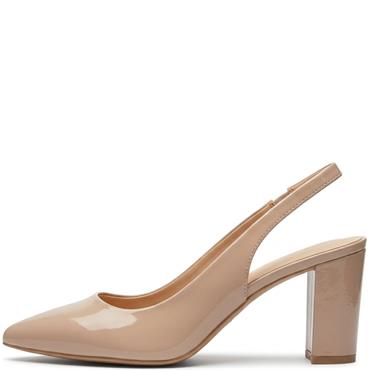 REDZ WOMENS MID HEEL STRAP SLING BACK - NUDE PATENT