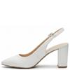 REDZ WOMENS MID HEEL STRAP SLING BACK - WHITE PATENT