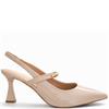 REDZ WOMENS MID HEEL STRAP SLING BACK - BEIGE PATENT