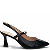 REDZ WOMENS MID HEEL STRAP SLING BACK - BLACK PATENT