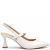 REDZ WOMENS MID HEEL STRAP SLING BACK - WHITE PATENT