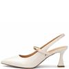 REDZ WOMENS MID HEEL STRAP SLING BACK - WHITE PATENT