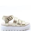 HEAVENLY FEET WOMENS WEDGE STRAP SANDAL - GOLD