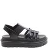 HEAVENLY FEET WOMENS WEDGE STRAP SANDAL - BLACK