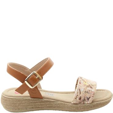 HEAVENLY FEET WOMENS SANDAL - TAN GOLD MULTI