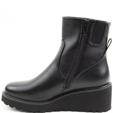 HEAVENLY FEET WOMENS WEDGE ZIP BOOT - BLACK