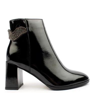 KATE APPLEBY WOMENS ZIP ANKLE BOOT - BLACK PATENT