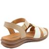 HEAVENLY FEET WOMENS LOW WEDGE SANDAL - BEIGE MULTI