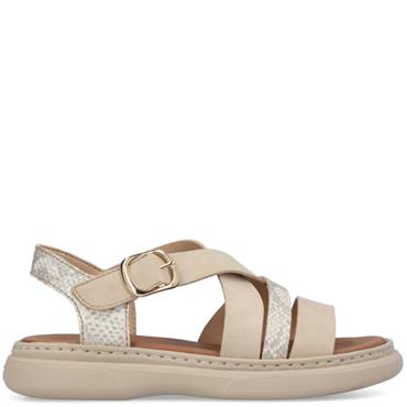 RIEKER WOMENS FLAT SANDAL - BEIGE