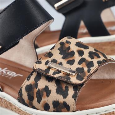 RIEKER WOMENS WEDGE SHOE - BLACK MULTI