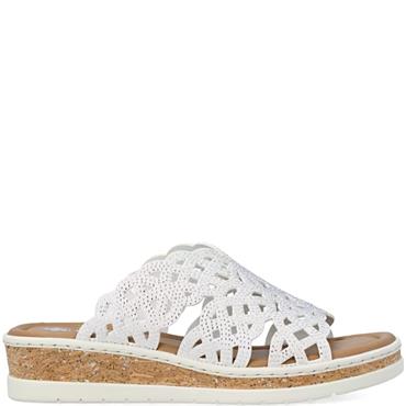 RIEKER WOMENS WEDGE SANDAL - WHITE