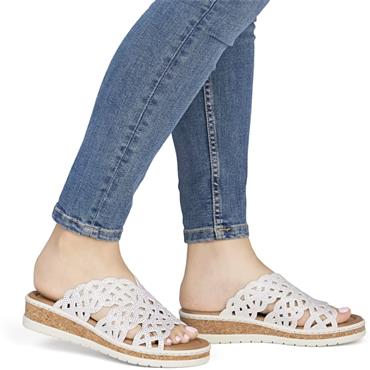 RIEKER WOMENS WEDGE SANDAL - WHITE