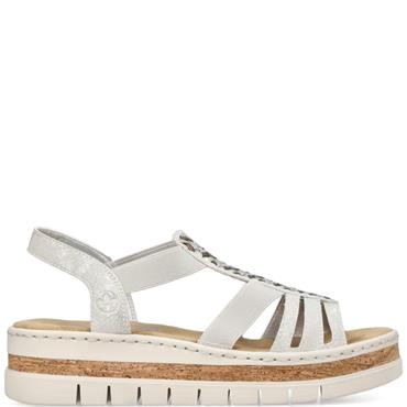 RIEKER WOMENS WEDGE SANDAL - SILVER PLATINUM