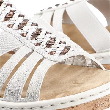 RIEKER WOMENS WEDGE SANDAL - SILVER PLATINUM