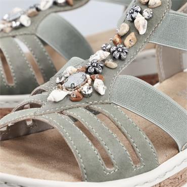 RIEKER WOMENS WEDGE SANDAL - GREEN