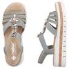 RIEKER WOMENS WEDGE SANDAL - GREEN