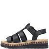 RIEKER WOMENS WEDGE STRAP SANDAL - BLACK