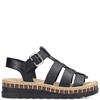 RIEKER WOMENS WEDGE STRAP SANDAL - BLACK
