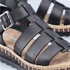 RIEKER WOMENS WEDGE STRAP SANDAL - BLACK