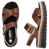 RIEKER WOMENS WEDGE STRAP SANDAL - BROWN