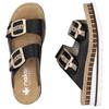 RIEKER WOMENS WEDGE SLIP ON SANDAL - BLACK